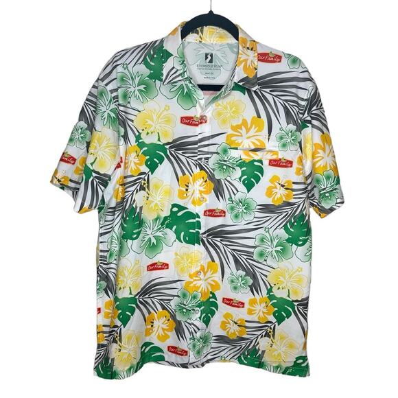 Our Family Grocery Store Employee Uniform Tropical Flower Button Down Shirt Med - Picture 1 of 8